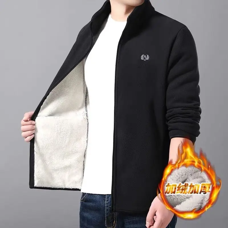 Men Fleece Jacket Blue Warm Casual Autumn Winter - Image 10