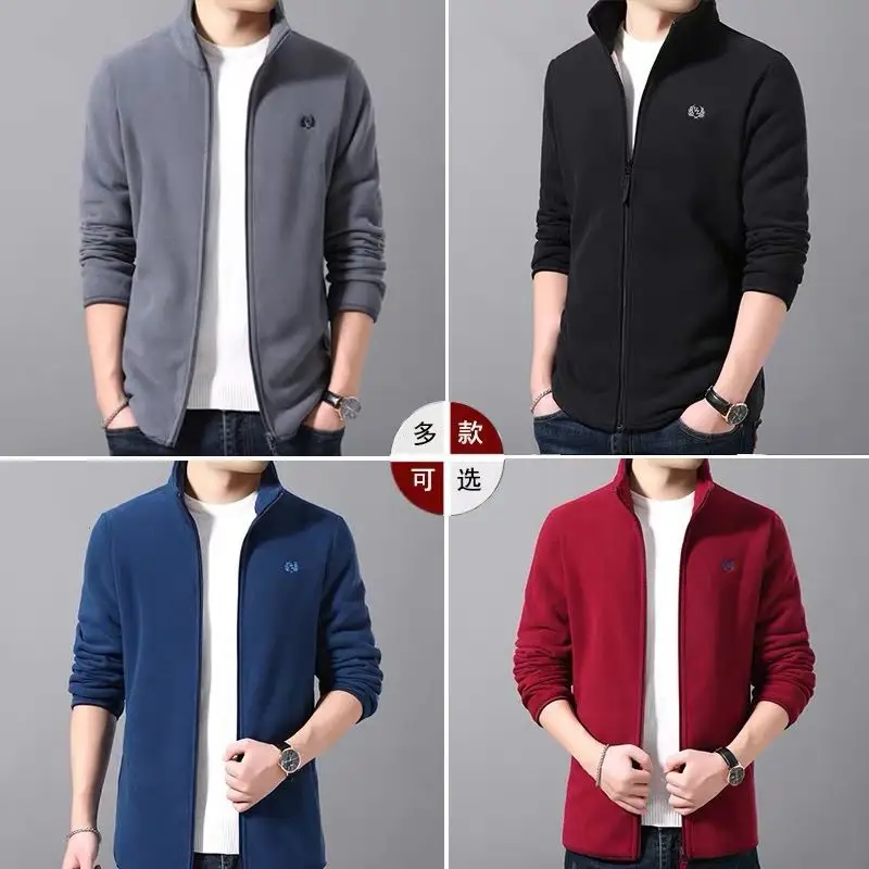 Men Fleece Jacket Blue Warm Casual Autumn Winter - Image 11
