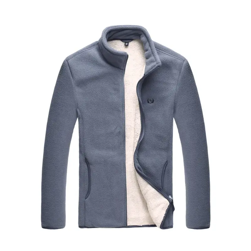 Men Fleece Jacket Blue Warm Casual Autumn Winter - Image 4
