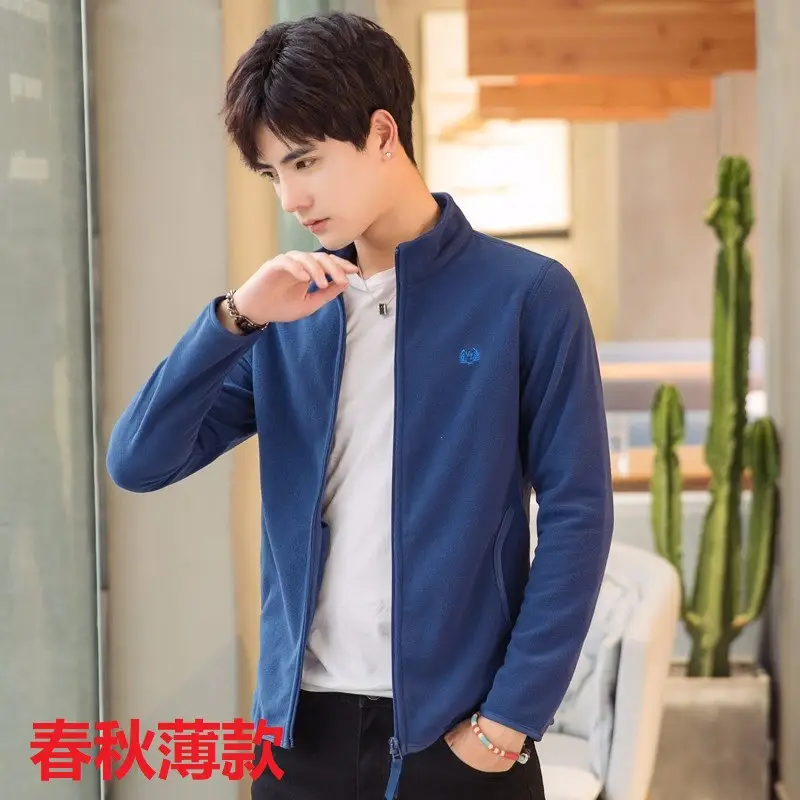 Men Fleece Jacket Blue Warm Casual Autumn Winter - Image 5