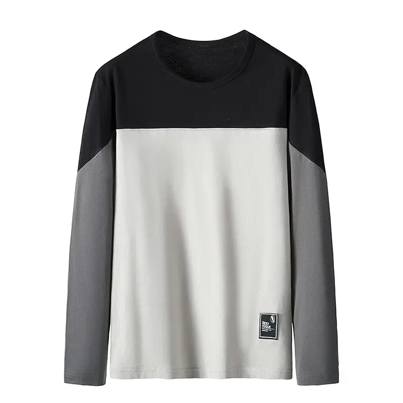 Men's Winter Long Sleeve Fleece T-Shirt Black White Grey