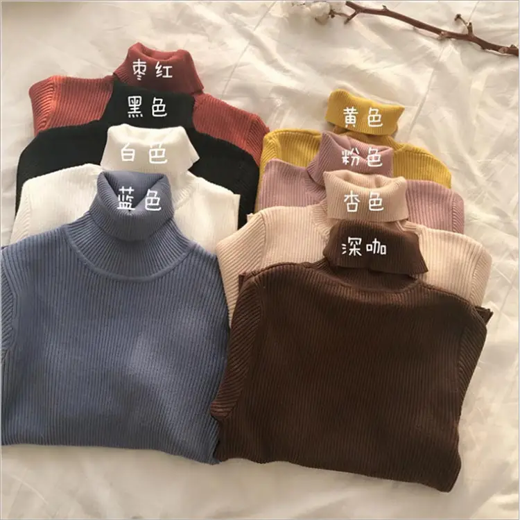 Women's Yellow Turtleneck Slim Fit Knitted Sweater - Image 15