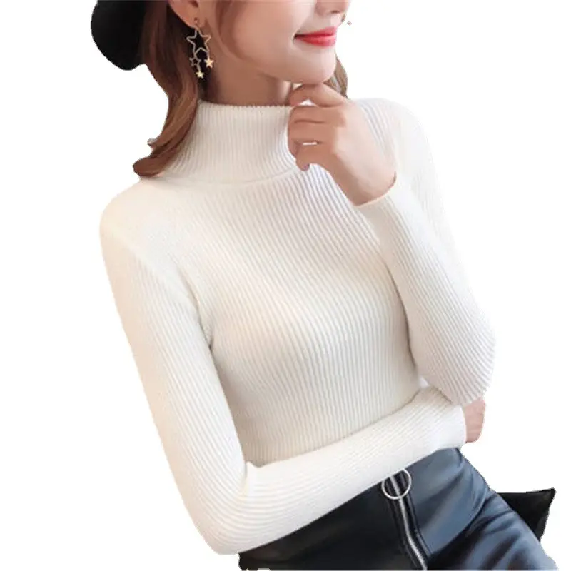 Women's Yellow Turtleneck Slim Fit Knitted Sweater - Image 17