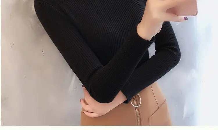 Women's Yellow Turtleneck Slim Fit Knitted Sweater — feature 13