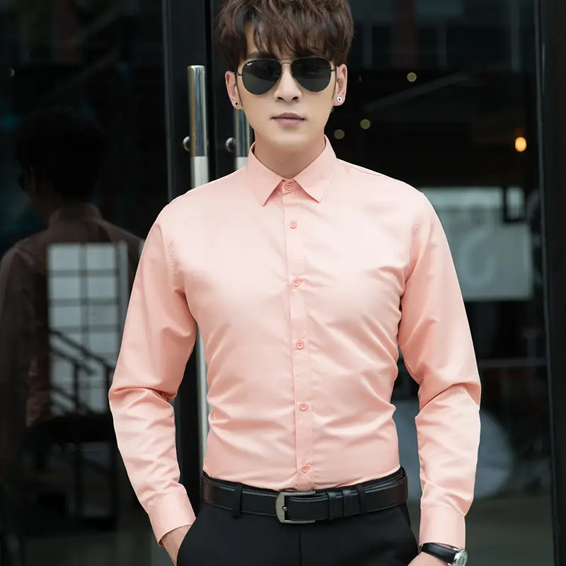Plus Size Men's Slim Fit Burgundy Button Down Shirt - Image 7