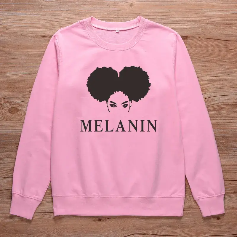 Melanin Heart Print Sweatshirt Black Round Neck - Image 6