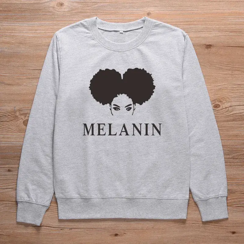 Melanin Heart Print Sweatshirt Black Round Neck - Image 3