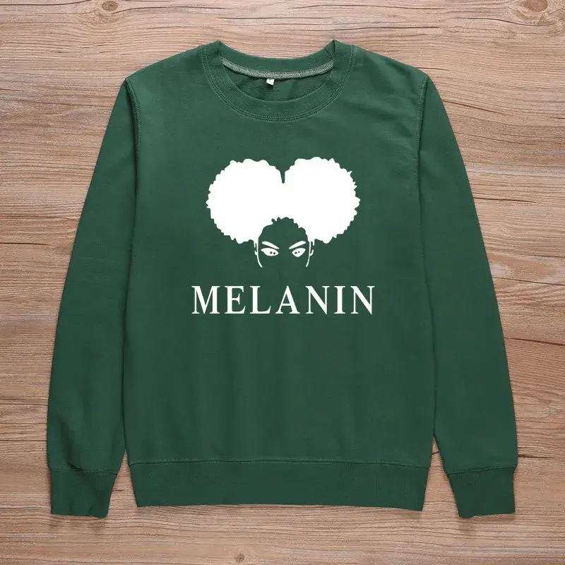 Melanin Heart Print Sweatshirt Black Round Neck - Image 5