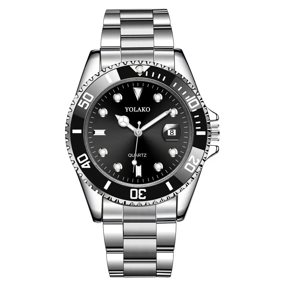 Men's Blue Dial Steel Band Watch with Calendar - Image 4
