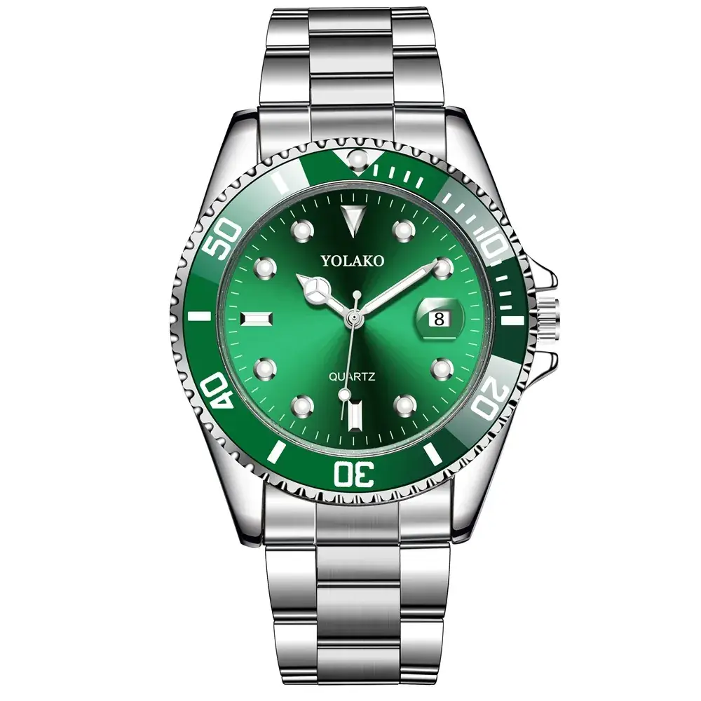 Men's Blue Dial Steel Band Watch with Calendar - Image 2