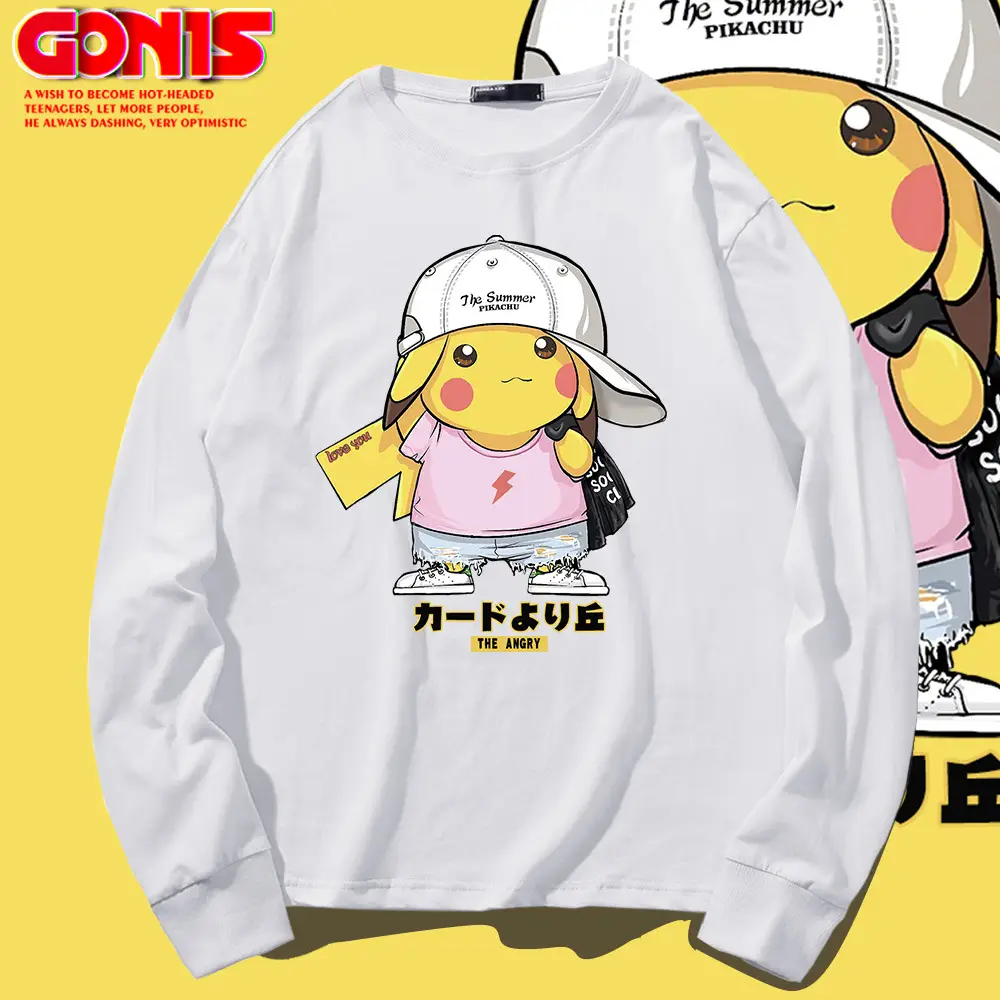 Pikachu Long Sleeve T-Shirt Black Women Men - Image 10