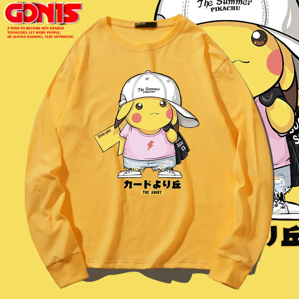 Pikachu Long Sleeve T-Shirt Black Women Men - Image 11