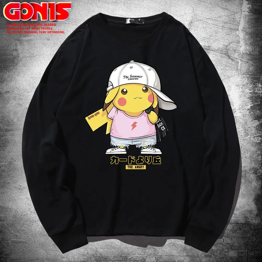 Pikachu Long Sleeve T-Shirt Black Women Men - Image 12