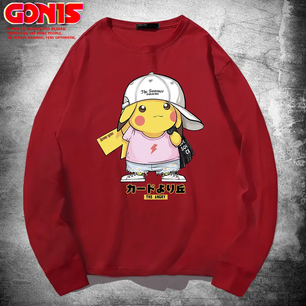 Pikachu Long Sleeve T-Shirt Black Women Men - Image 4