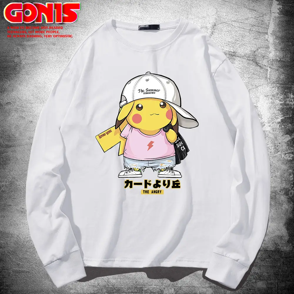 Pikachu Long Sleeve T-Shirt Black Women Men - Image 2