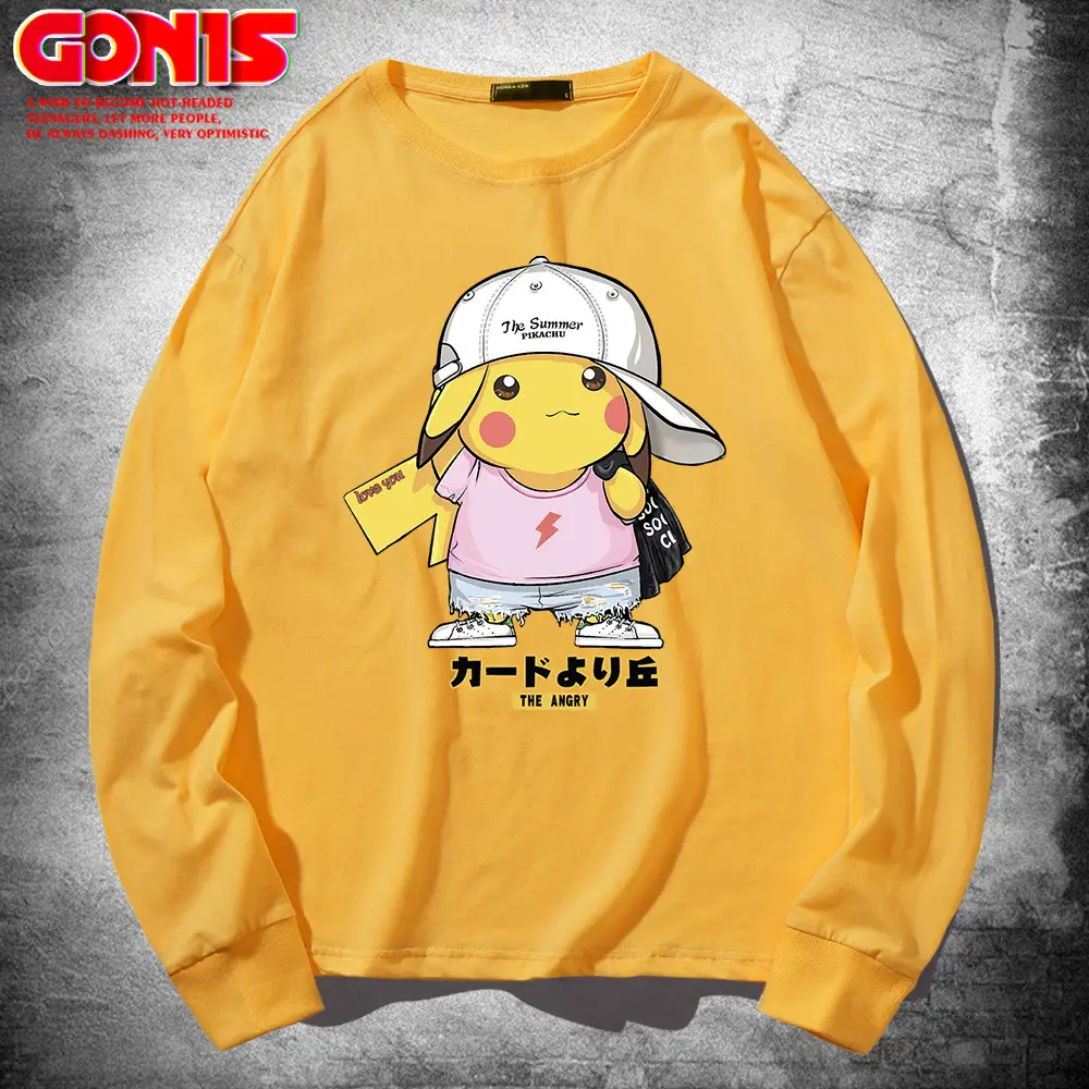 Pikachu Long Sleeve T-Shirt Black Women Men - Image 3