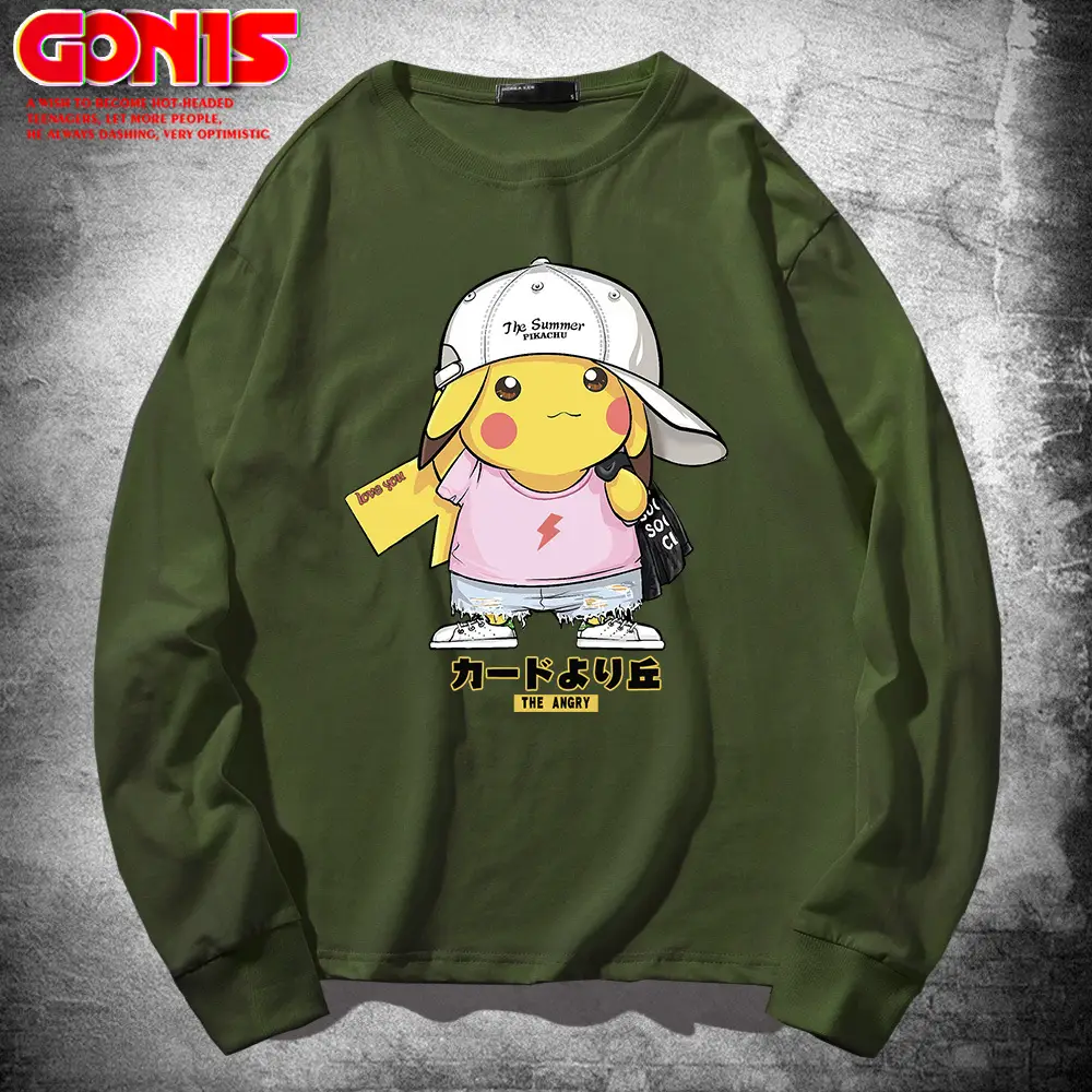 Pikachu Long Sleeve T-Shirt Black Women Men - Image 6