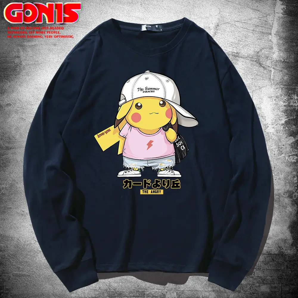 Pikachu Long Sleeve T-Shirt Black Women Men - Image 9