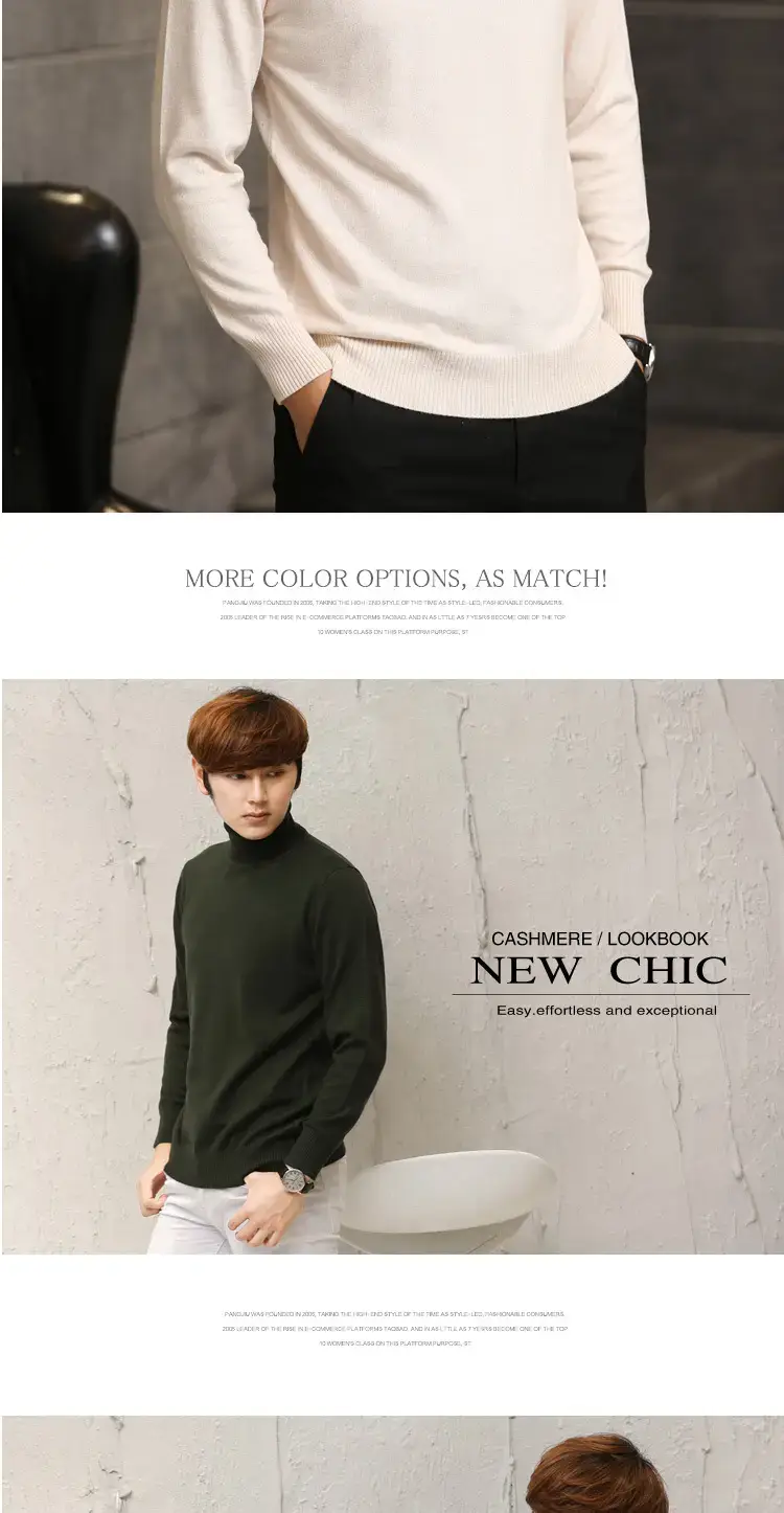 Men's Thick Wool Turtleneck Sweater Orange — feature 6