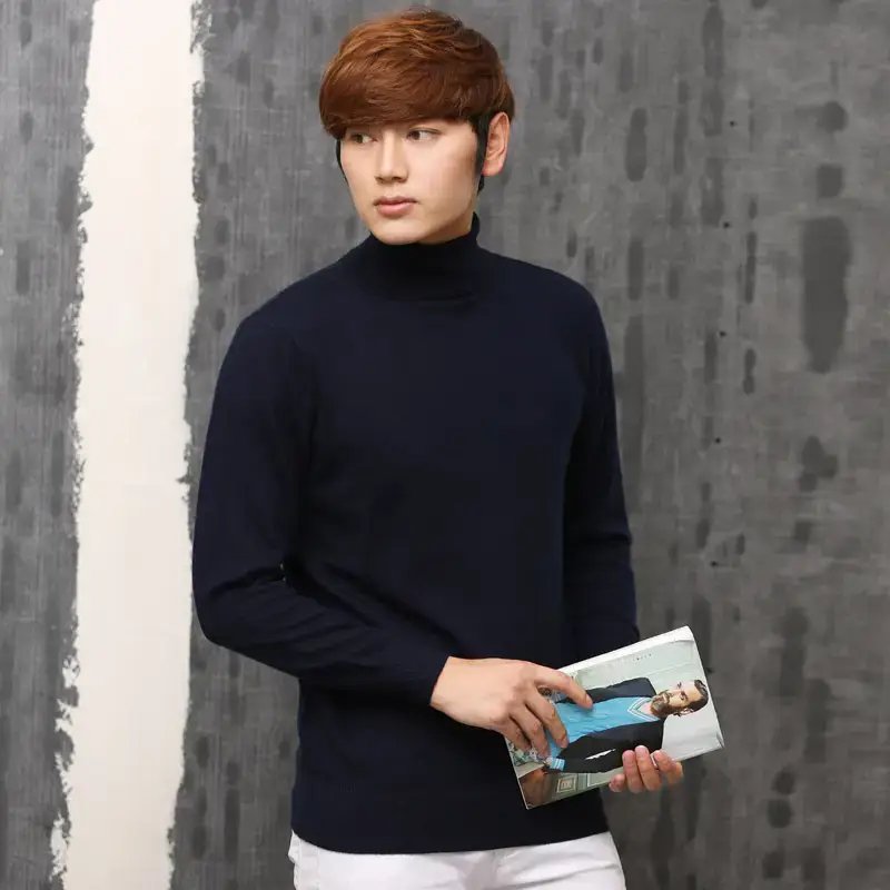 Men's Thick Wool Turtleneck Sweater Orange - Image 11