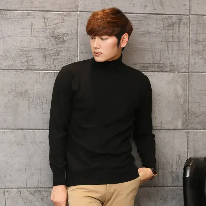 Men's Thick Wool Turtleneck Sweater Orange - Image 2