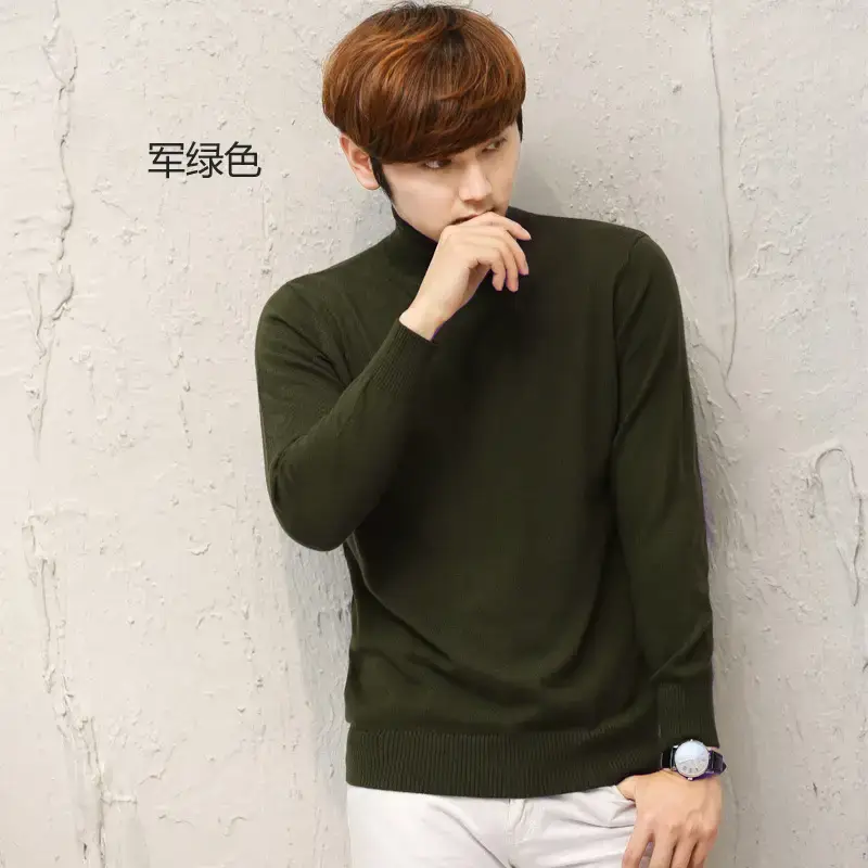 Men's Thick Wool Turtleneck Sweater Orange - Image 6