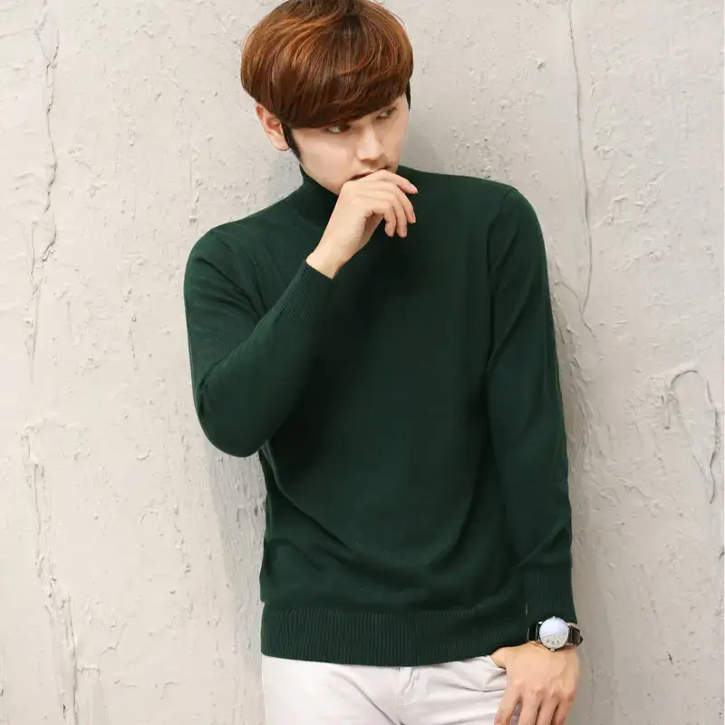 Men's Thick Wool Turtleneck Sweater Orange - Image 8
