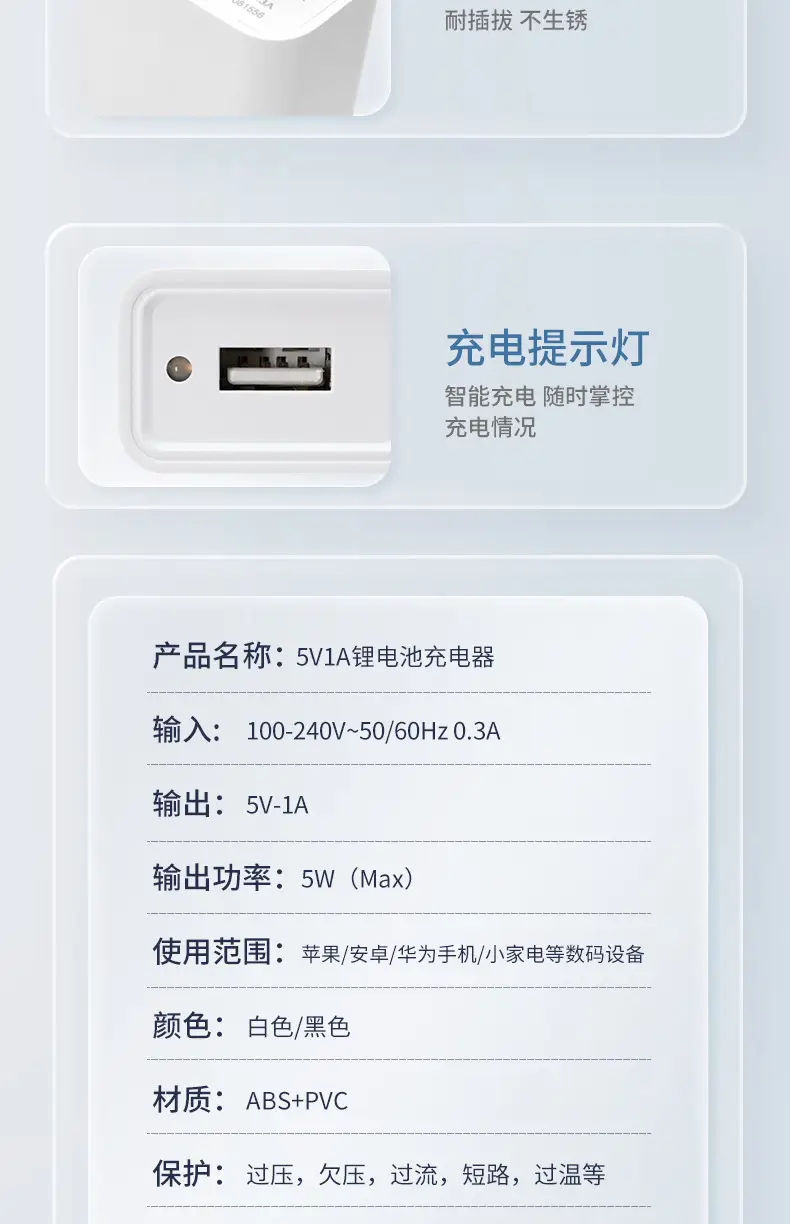 5V1A USB Charger with Indicator Light — feature 22