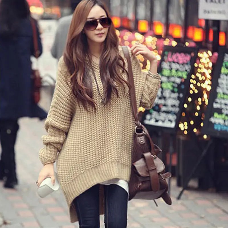 Women Knitted Sweater Coat Black Beige Boots