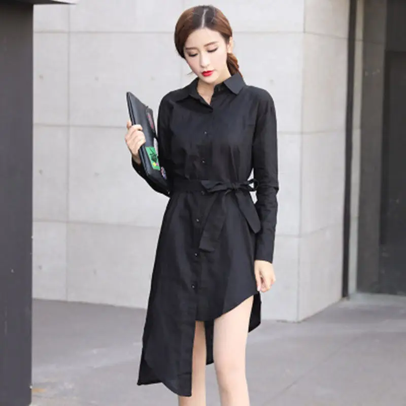 Women Striped Shirt Red White Belted 2019 - Image 4