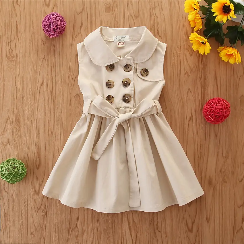 Girls Cross-Border Dress Cream Sleeveless Skirt Summer