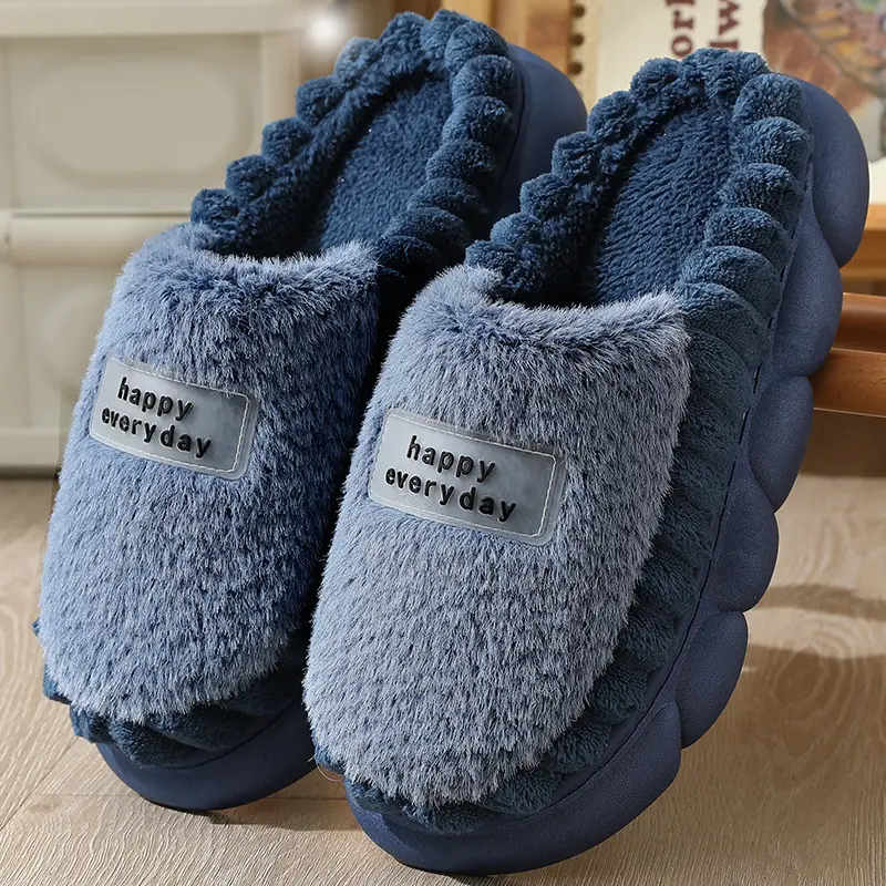 Cross-Border 2025 Cotton Slippers Men's Large Size Winter Home Indoor Non-Slip Thick-Soled Warm Slippers All Men's Cross-Border Dropshipping