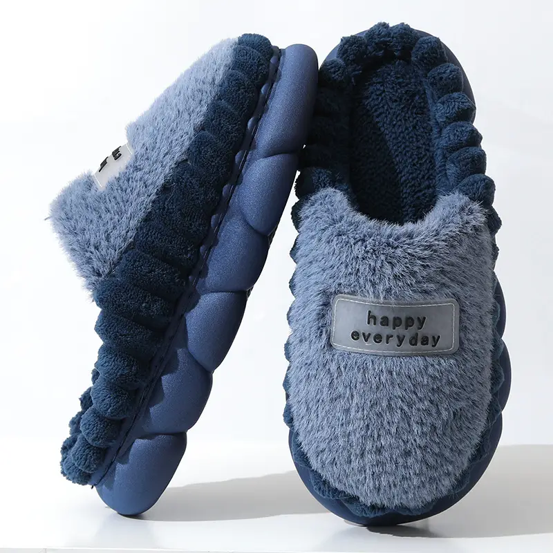 Cross-Border 2025 Cotton Slippers Men's Large Size Winter Home Indoor Non-Slip Thick-Soled Warm Slippers All Men's Cross-Border Dropshipping