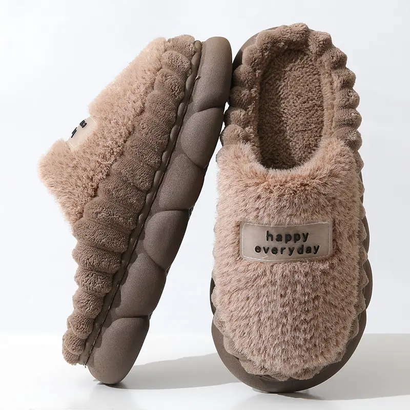 Cross-Border 2025 Cotton Slippers Men's Large Size Winter Home Indoor Non-Slip Thick-Soled Warm Slippers All Men's Cross-Border Dropshipping