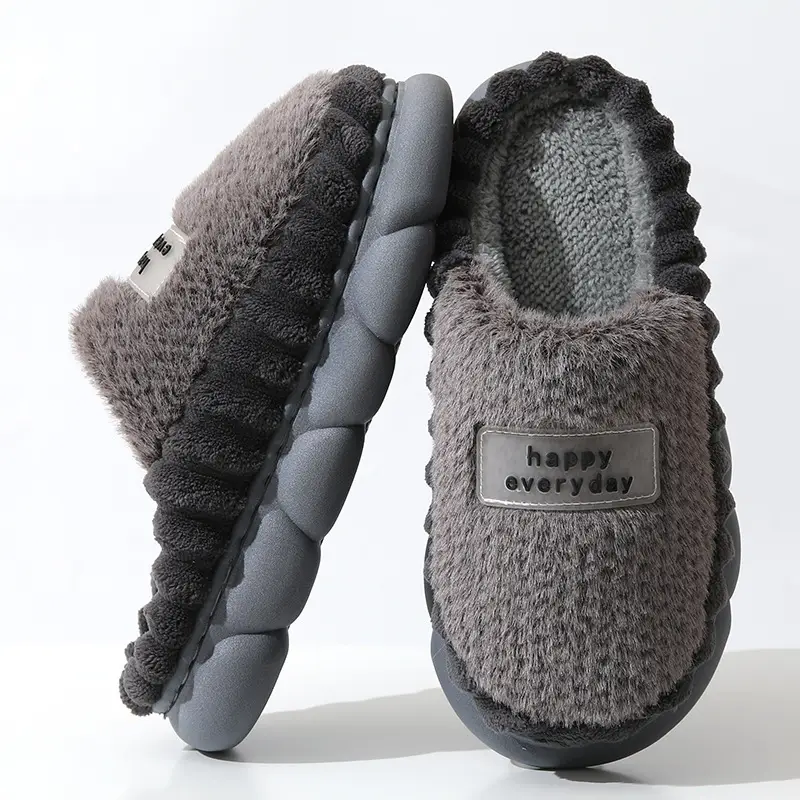 Cross-Border 2025 Cotton Slippers Men's Large Size Winter Home Indoor Non-Slip Thick-Soled Warm Slippers All Men's Cross-Border Dropshipping