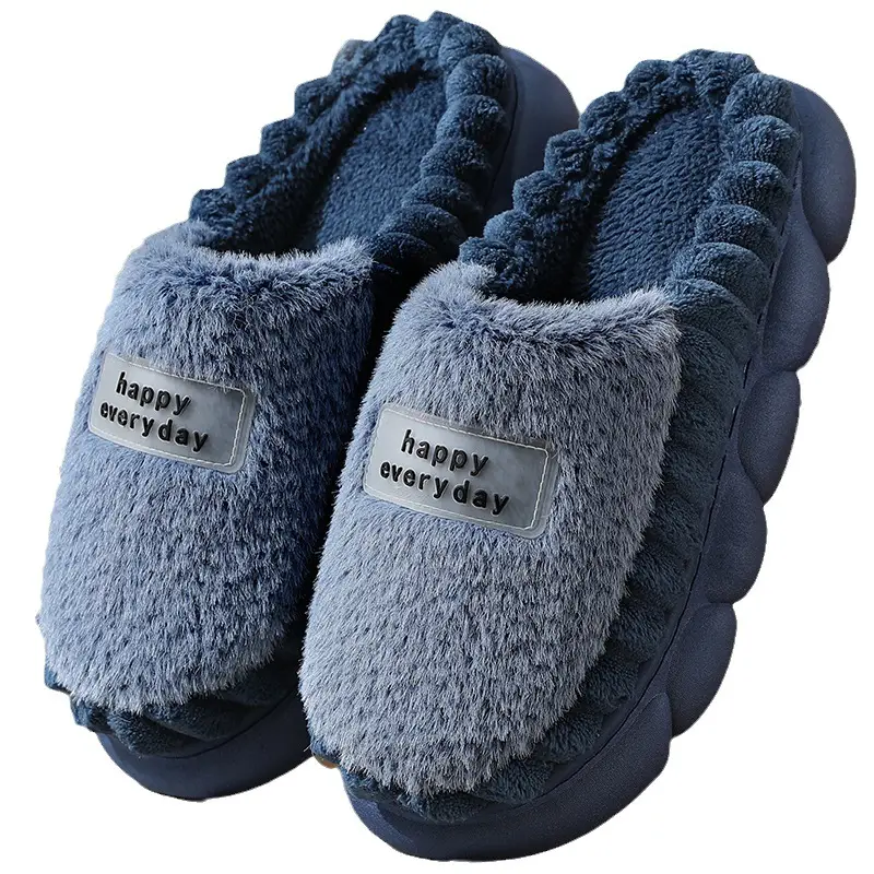 Cross-Border 2025 Cotton Slippers Men's Large Size Winter Home Indoor Non-Slip Thick-Soled Warm Slippers All Men's Cross-Border Dropshipping