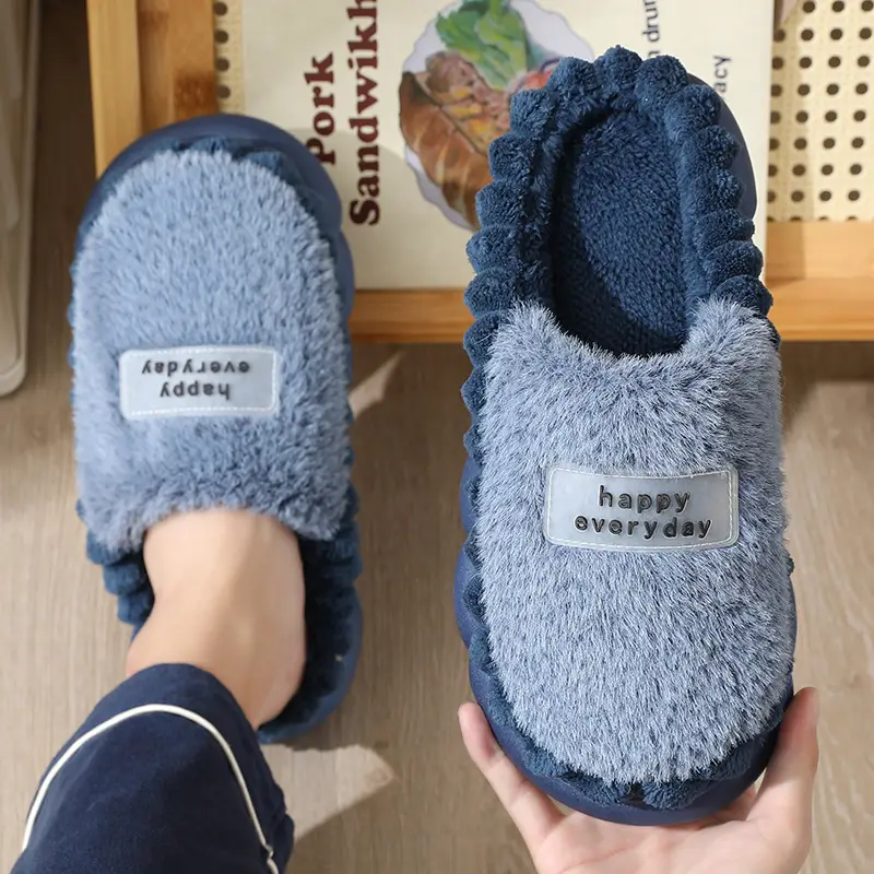 Cross-Border 2025 Cotton Slippers Men's Large Size Winter Home Indoor Non-Slip Thick-Soled Warm Slippers All Men's Cross-Border Dropshipping — feature 10