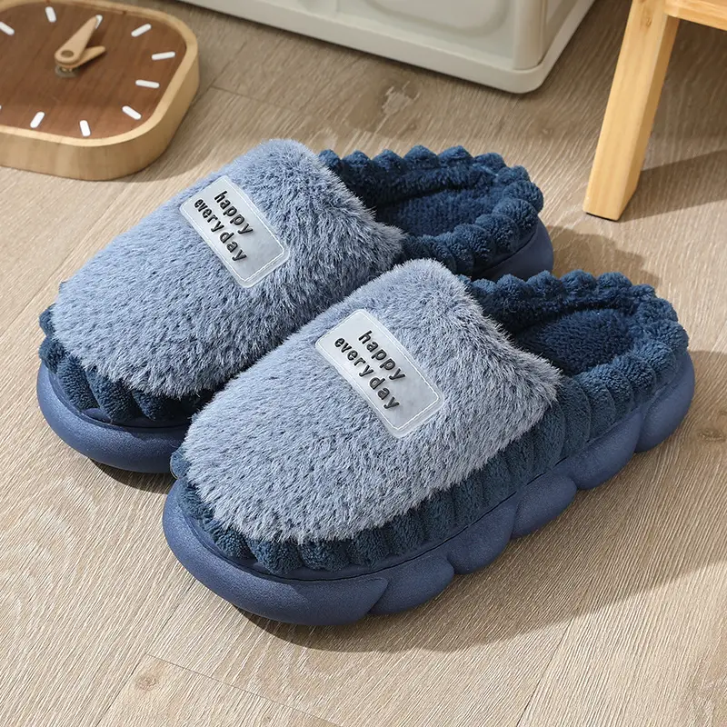 Cross-Border 2025 Cotton Slippers Men's Large Size Winter Home Indoor Non-Slip Thick-Soled Warm Slippers All Men's Cross-Border Dropshipping — feature 11