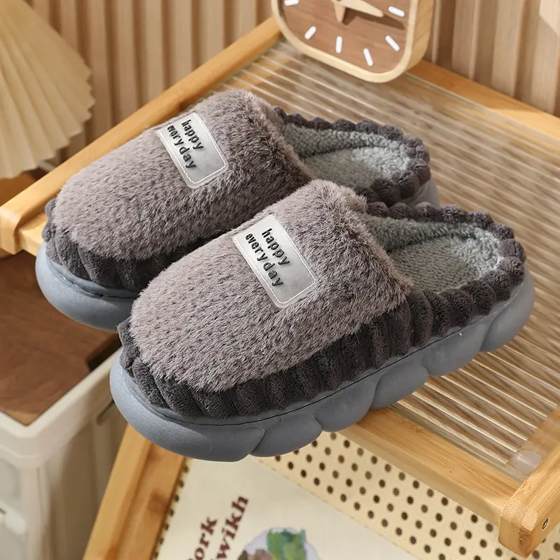 Cross-Border 2025 Cotton Slippers Men's Large Size Winter Home Indoor Non-Slip Thick-Soled Warm Slippers All Men's Cross-Border Dropshipping — feature 13