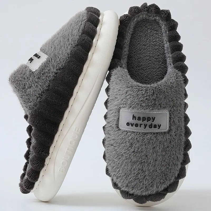 Cross-Border 2025 Cotton Slippers Men's Large Size Winter Home Indoor Non-Slip Thick-Soled Warm Slippers All Men's Cross-Border Dropshipping — feature 29