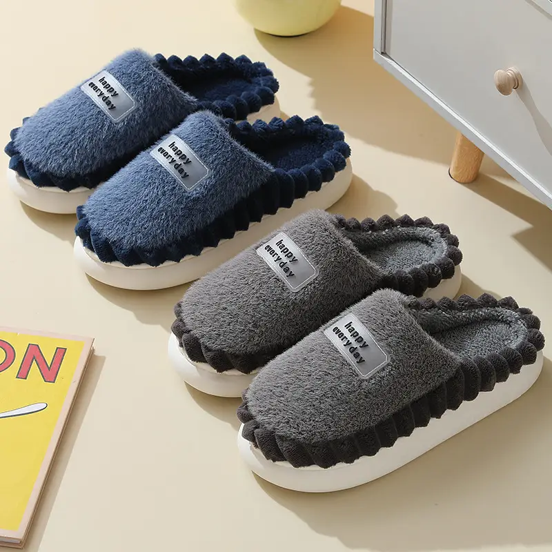 Cross-Border 2025 Cotton Slippers Men's Large Size Winter Home Indoor Non-Slip Thick-Soled Warm Slippers All Men's Cross-Border Dropshipping — feature 34