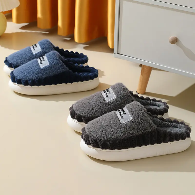 Cross-Border 2025 Cotton Slippers Men's Large Size Winter Home Indoor Non-Slip Thick-Soled Warm Slippers All Men's Cross-Border Dropshipping — feature 35