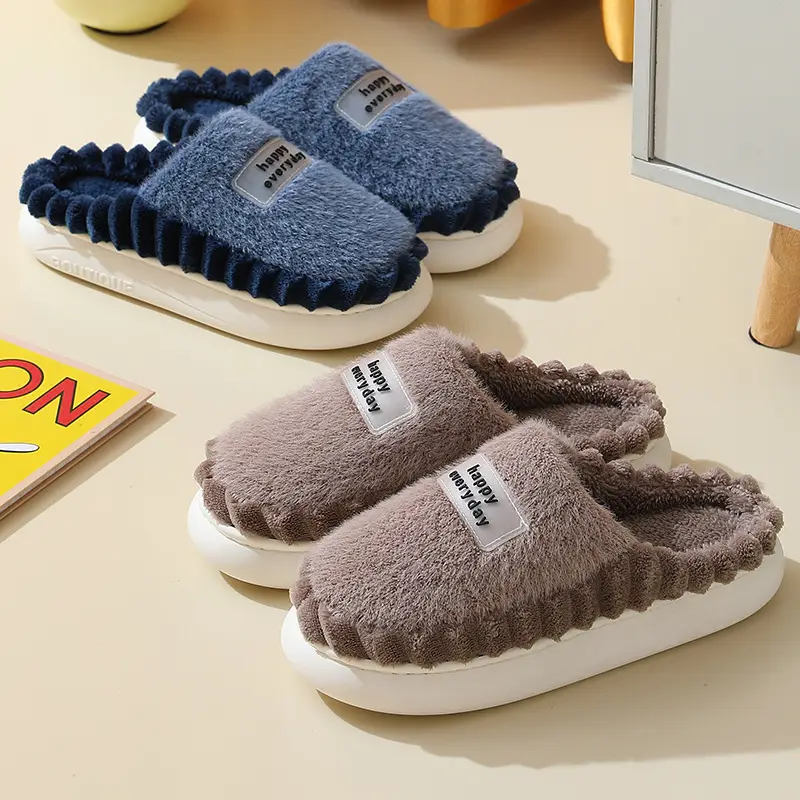 Cross-Border 2025 Cotton Slippers Men's Large Size Winter Home Indoor Non-Slip Thick-Soled Warm Slippers All Men's Cross-Border Dropshipping — feature 36