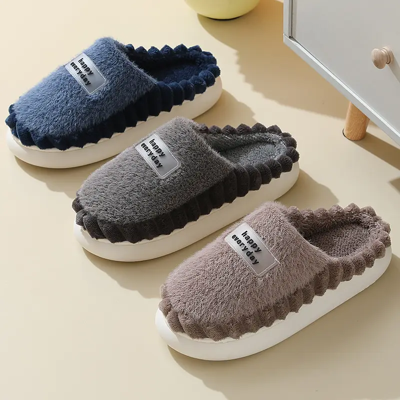 Cross-Border 2025 Cotton Slippers Men's Large Size Winter Home Indoor Non-Slip Thick-Soled Warm Slippers All Men's Cross-Border Dropshipping — feature 38
