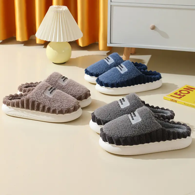 Cross-Border 2025 Cotton Slippers Men's Large Size Winter Home Indoor Non-Slip Thick-Soled Warm Slippers All Men's Cross-Border Dropshipping — feature 39
