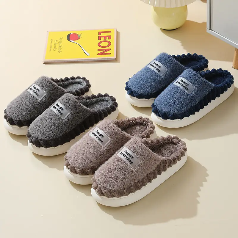 Cross-Border 2025 Cotton Slippers Men's Large Size Winter Home Indoor Non-Slip Thick-Soled Warm Slippers All Men's Cross-Border Dropshipping — feature 40