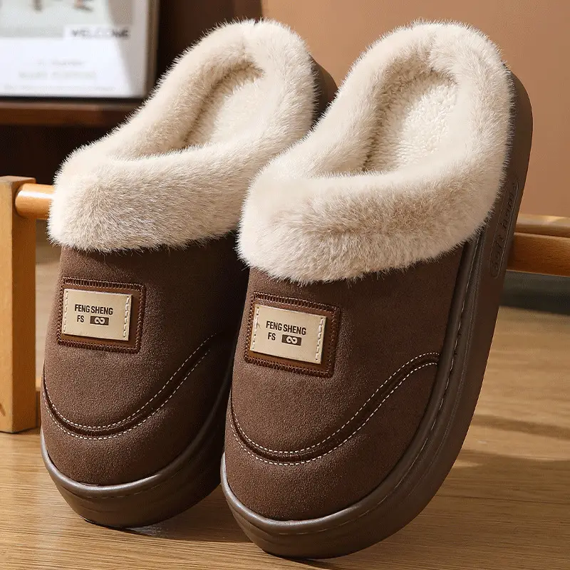 Cross-Border 2025 Cotton Slippers Men's Large Size Winter Home Indoor Non-Slip Thick-Soled Warm Slippers All Men's Cross-Border Dropshipping