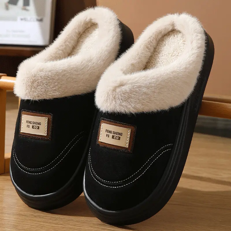 Cross-Border 2025 Cotton Slippers Men's Large Size Winter Home Indoor Non-Slip Thick-Soled Warm Slippers All Men's Cross-Border Dropshipping