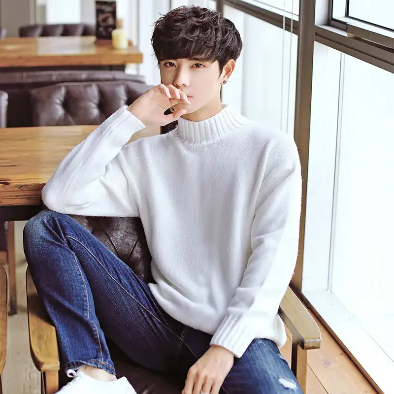 Men's Solid Color Half-Turtleneck Sweater Slim Fit - Image 6