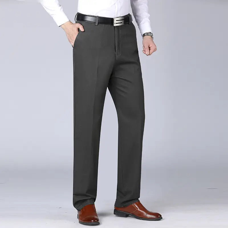 Middle-aged Men's Thick Loose Autumn Winter Pants Olive - Image 2
